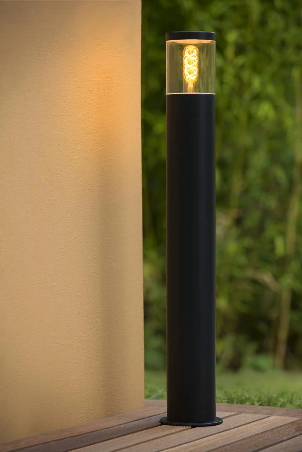 Lucide FEDOR - Bollard light - 1xE27 - IP44 - Black - atmosphere 1